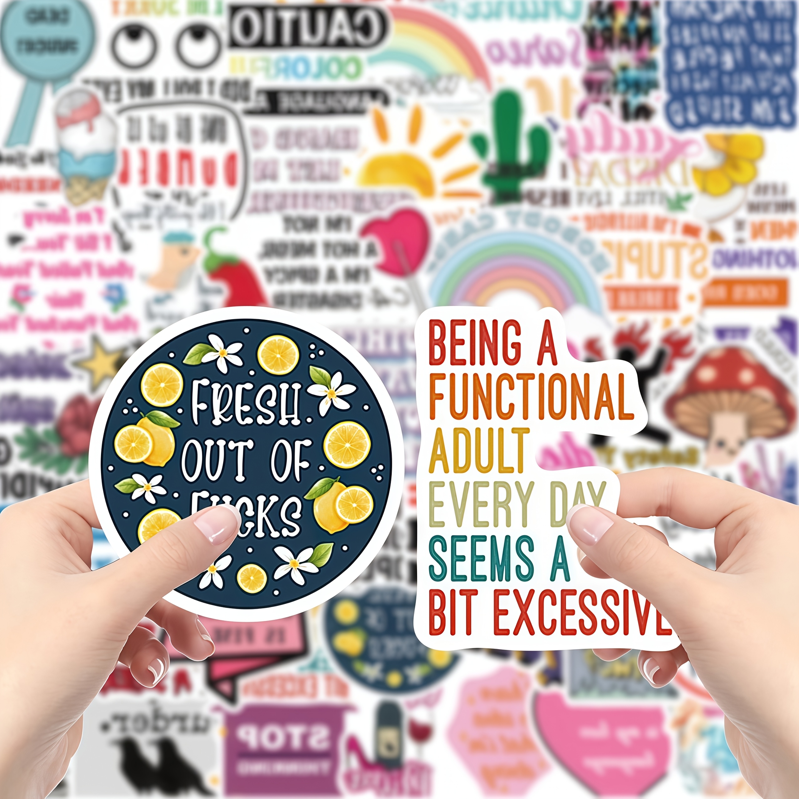 Phone Accessories For Car - 50 piece sticker set with satirical