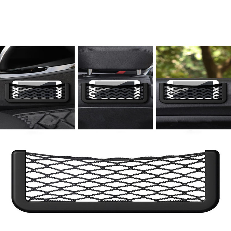 Phone Accessories For Car - Paste Net Pocket Storage Bag for