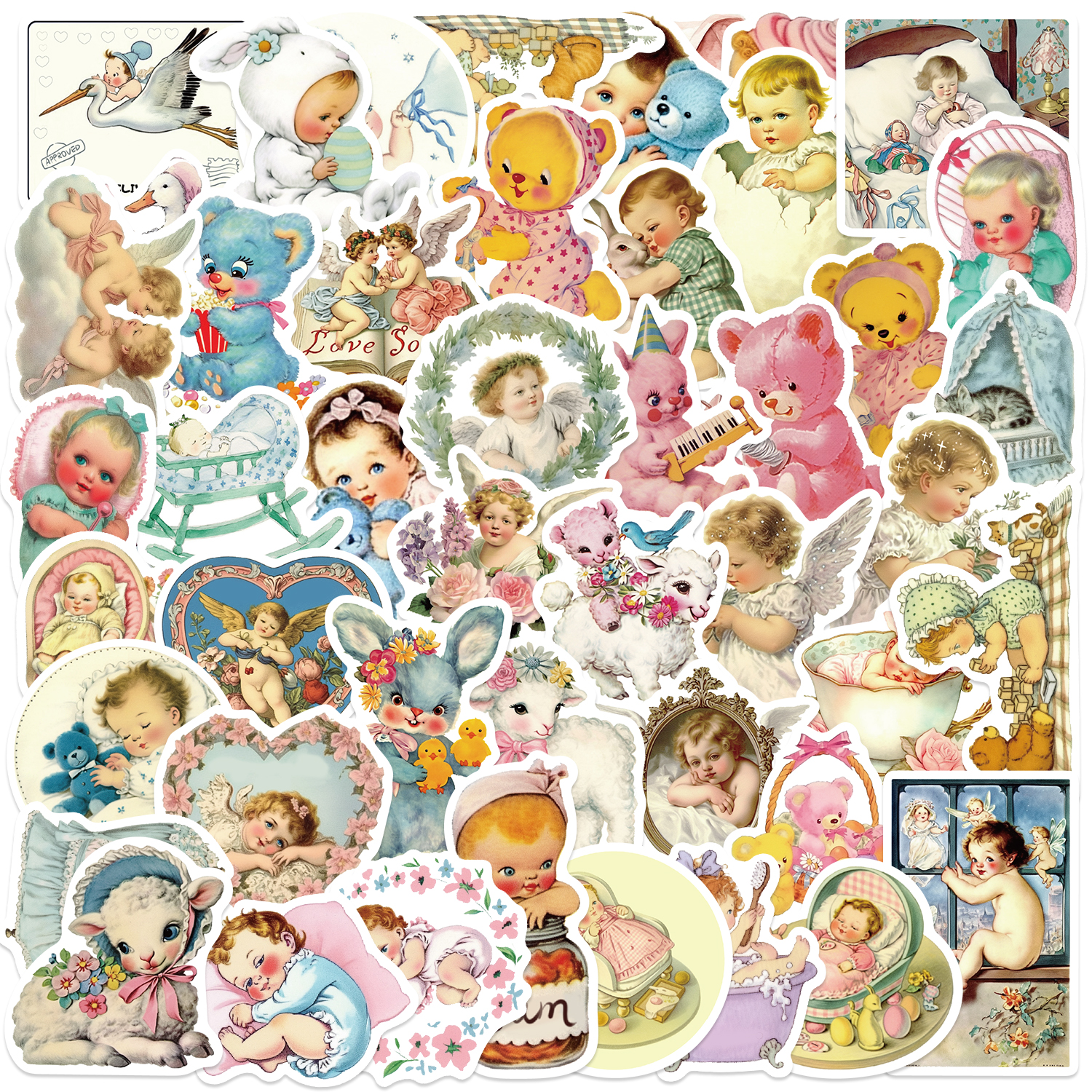 Phone Accessories Baby - 50PCS Vintage Baby Aesthetic Stickers Cartoon