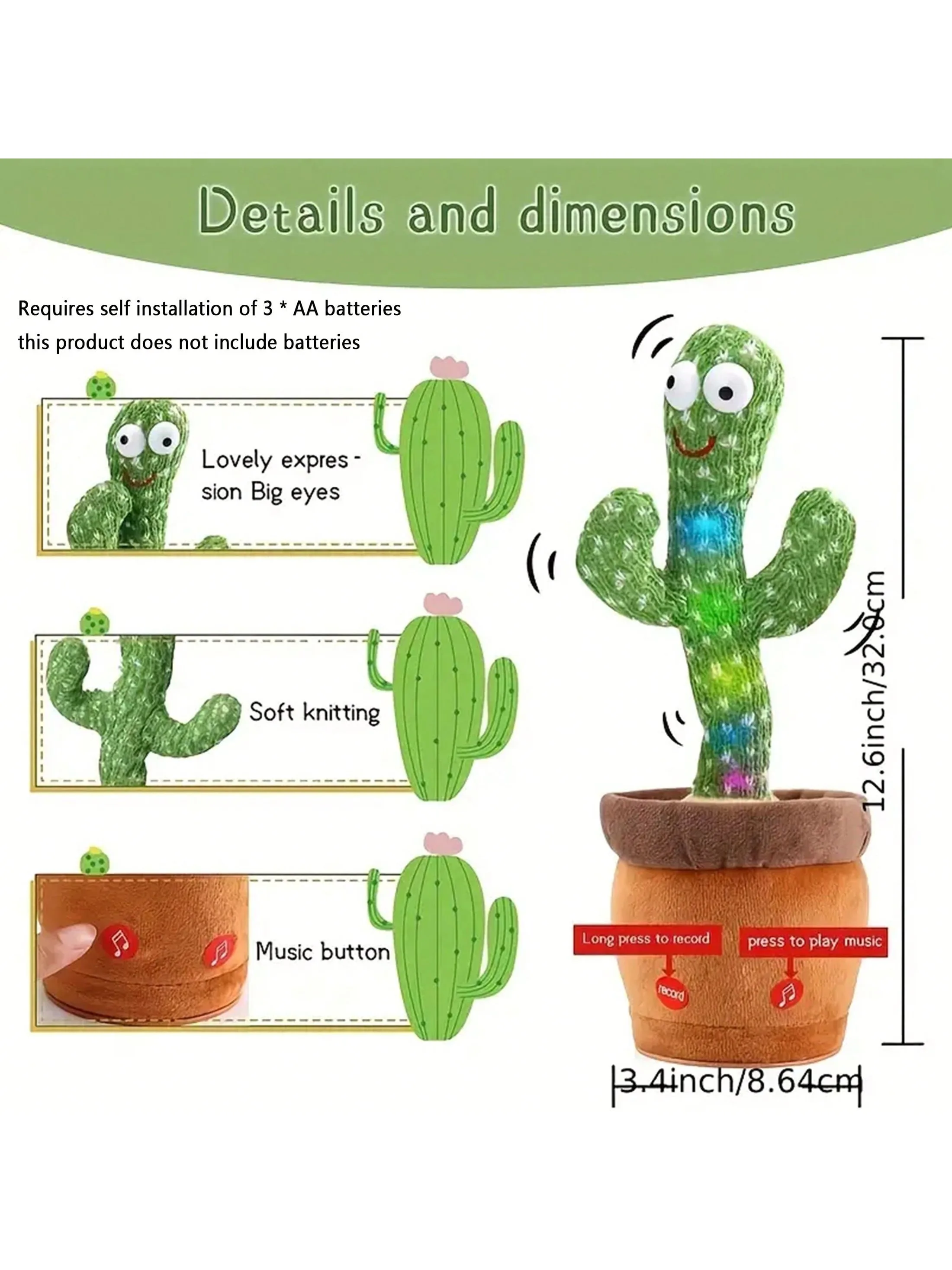 1pc-Dancing Talking Cactus Toy - Phone Accessories Baby review and price